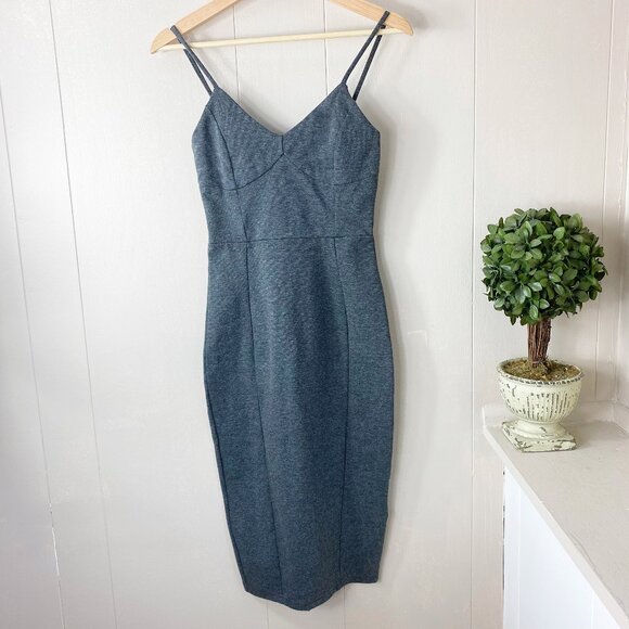H&M Dresses & Skirts - H&M Dark Gray Midi Fitted Bodycon Dress Size X-Small